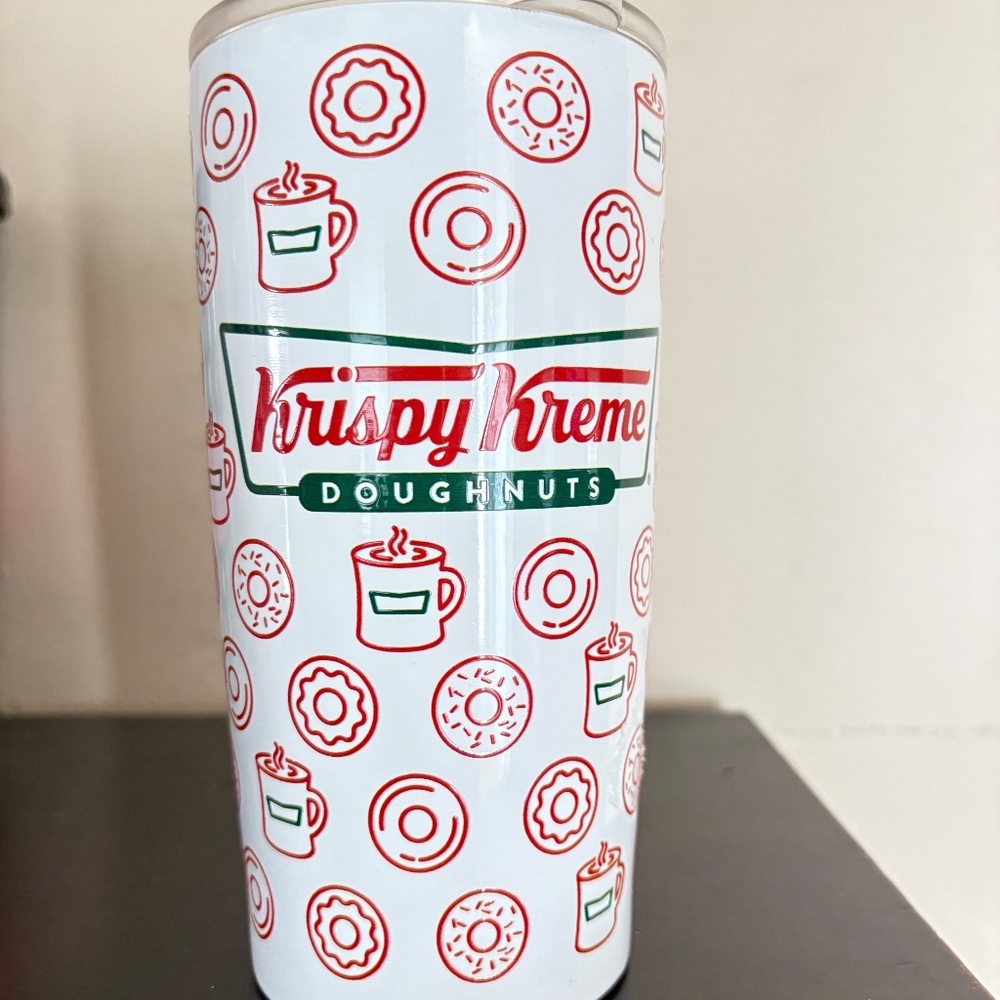 Krispy Kreme metal travel cup with lid